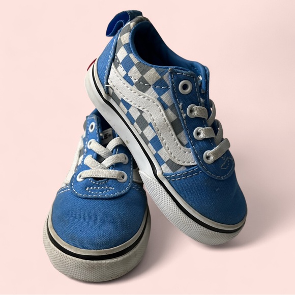 6C Toddler Unisex Ward V Blue White Checkered Vans Skater Sneakers Shoes Box Inc - Picture 1 of 8